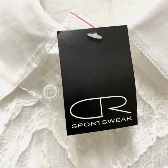 Women White Shirts Lace Front Long sleeve Collared Button Down Size M NWT - Picture 7 of 9